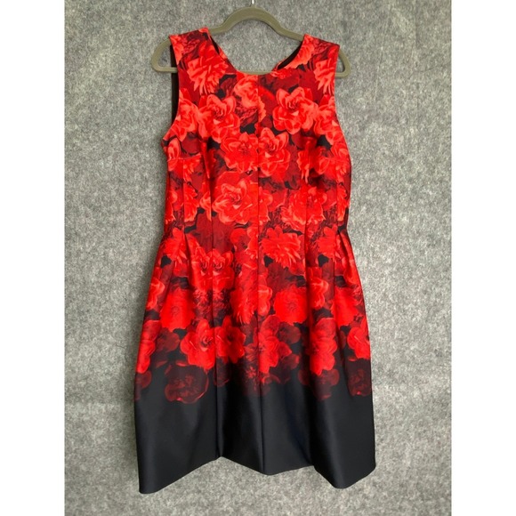 Calvin Klein Lot 2 Dresses Size 14 Floral Sheath & Red Fit Flare As Is Repair - Picture 1 of 16